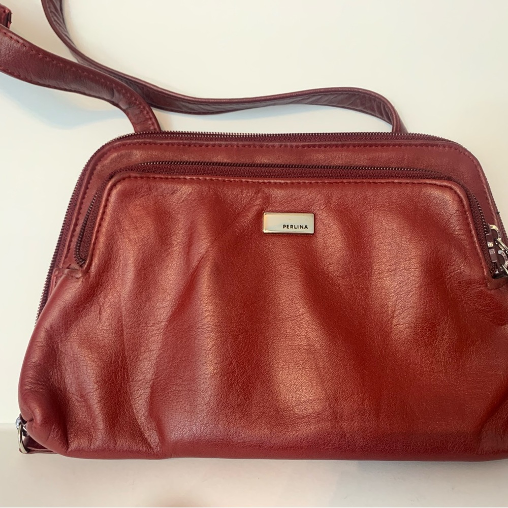 Perlina. Vintage Leather bag-slim crossbody wallet bag